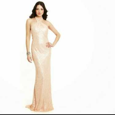 Gold Sequin Halter Gown by Badgley Mischka for $85