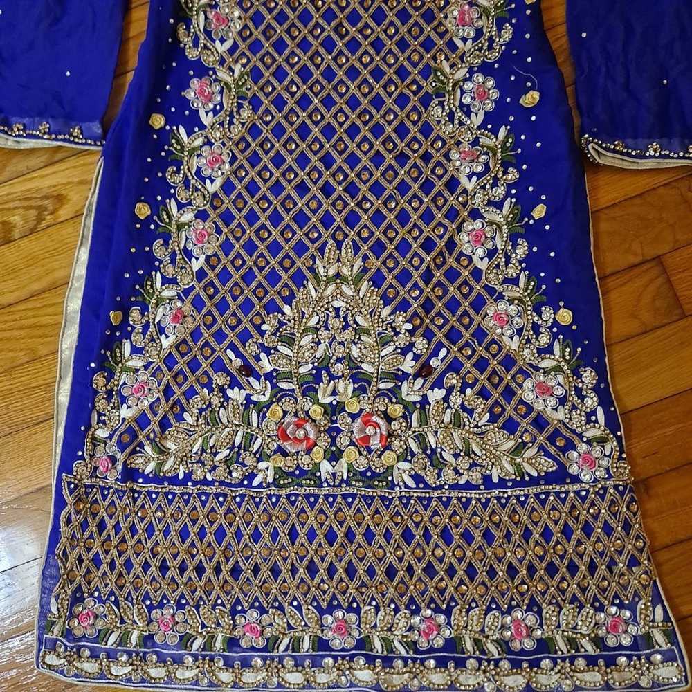 BLUE Formal dress pakistani/Indian full fancy - image 2