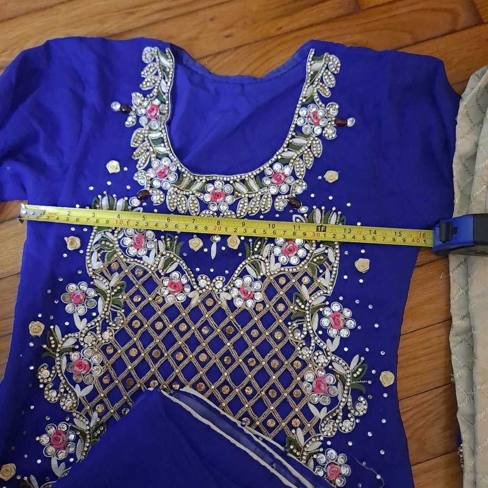 BLUE Formal dress pakistani/Indian full fancy - image 6