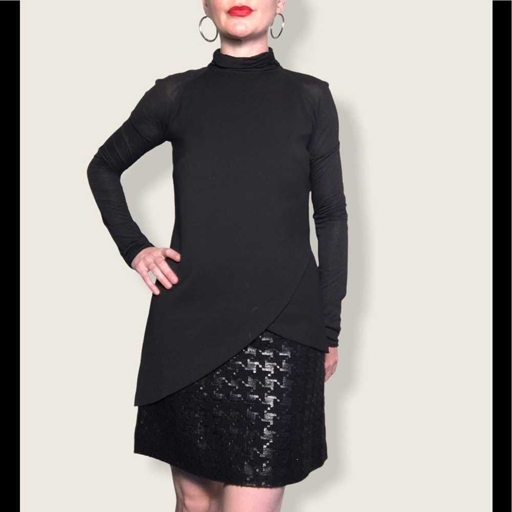adeam dress asymmetrical Sheer long sleeve Black 2 - image 1