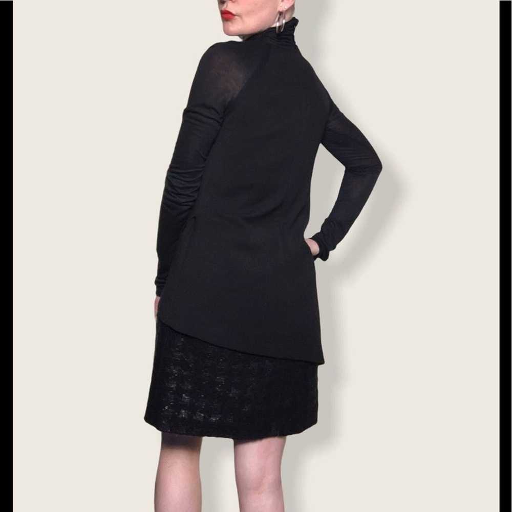 adeam dress asymmetrical Sheer long sleeve Black 2 - image 5