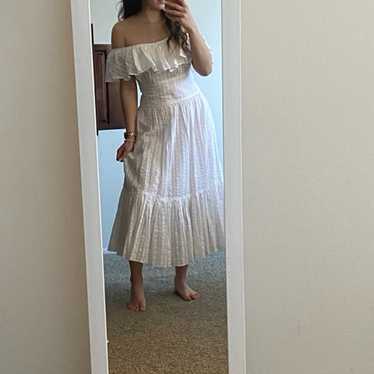Off shoulder white midi dress