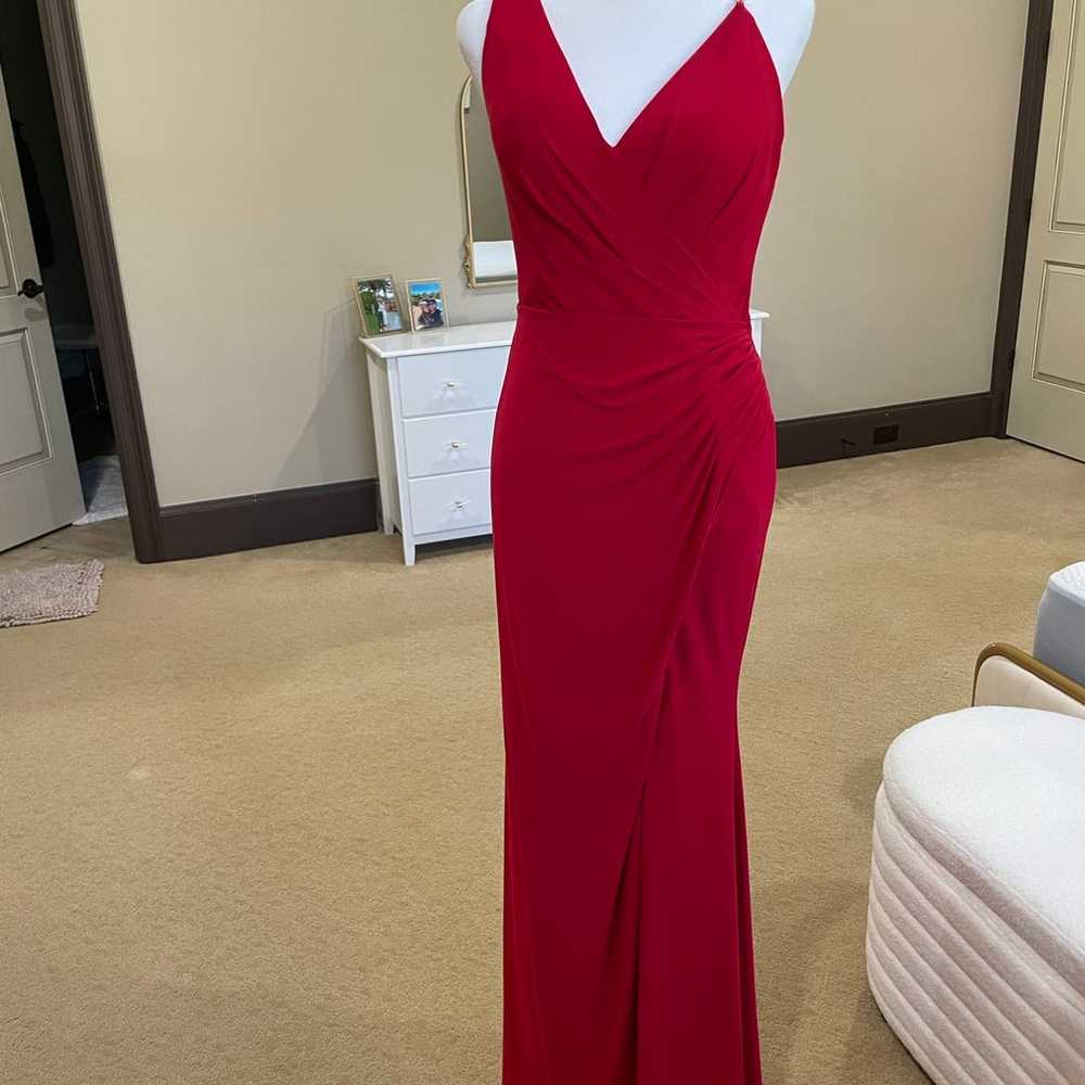 Mac Duggal Pearl-Strap Jersey Gown (Red) - image 4