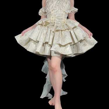 Jacquard Pattern Ruffle Princes Sea Dress - image 1
