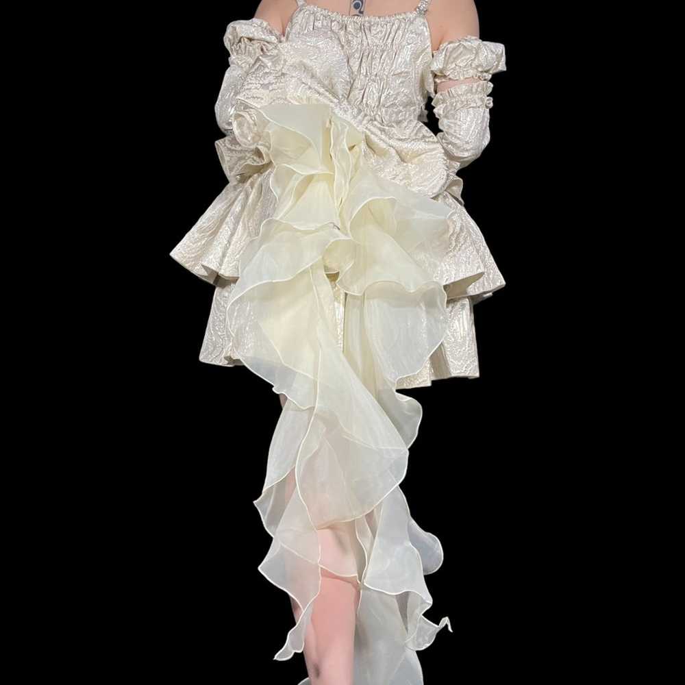Jacquard Pattern Ruffle Princes Sea Dress - image 4