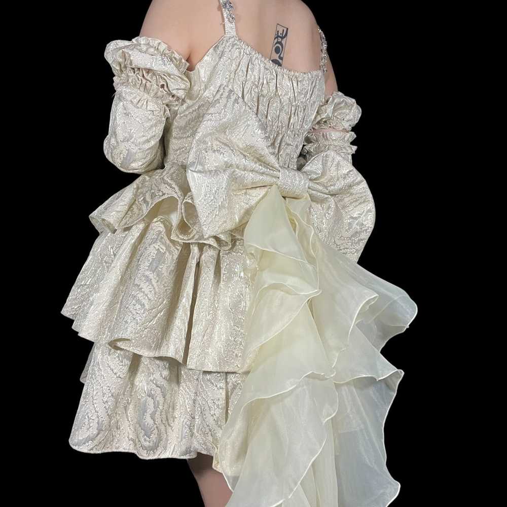 Jacquard Pattern Ruffle Princes Sea Dress - image 5