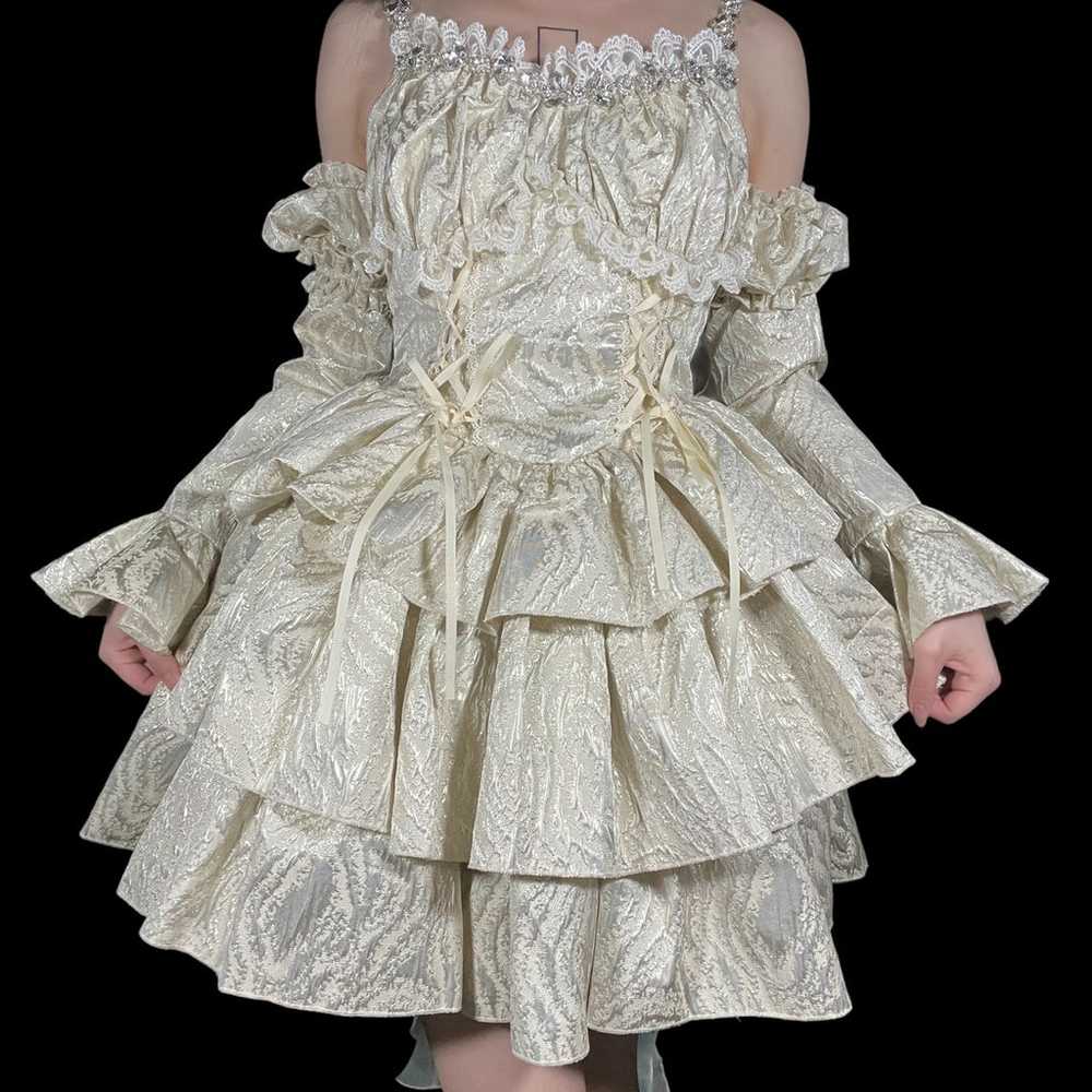 Jacquard Pattern Ruffle Princes Sea Dress - image 6