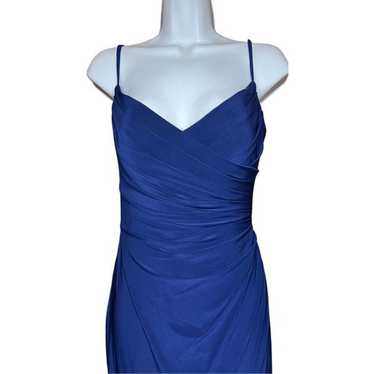 La Femme Navy Ruched Open Back Gown NWOT Size 4