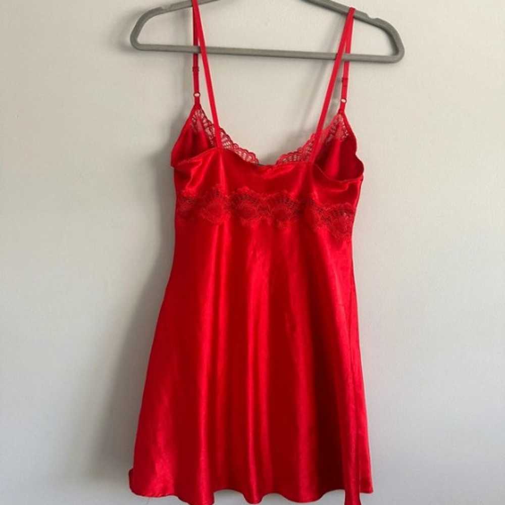 red silky satin lace mini slip dress lingerie - image 2