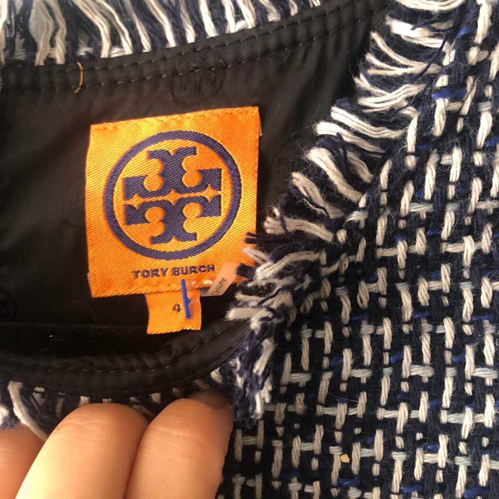 NWOT Tory Burch blue and white tweed dre - image 5