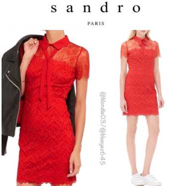 Sandro Red “Rozen” lace dress 1 (US S)