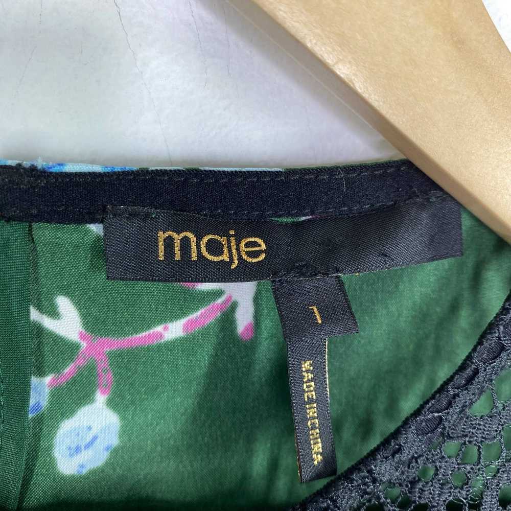 Maje Rowers Green Floral Print Asymmetrical Lace … - image 7