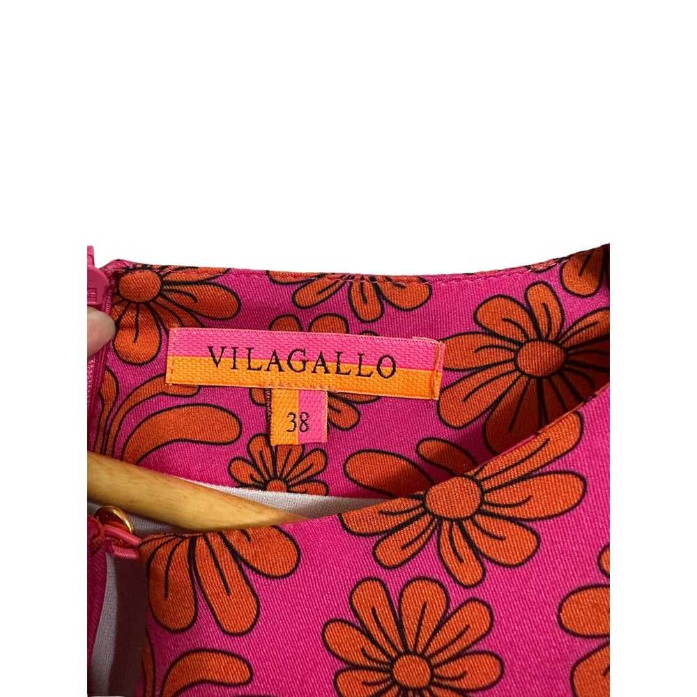 Vilagallo Allegra silk shift mini hot pink orange… - image 4