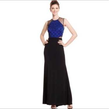 Xscape Blue & black Formal dress w/beaded top - image 1