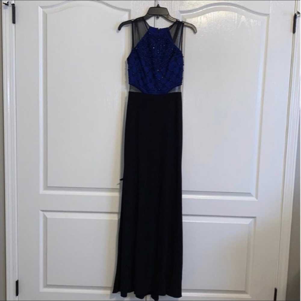 Xscape Blue & black Formal dress w/beaded top - image 3