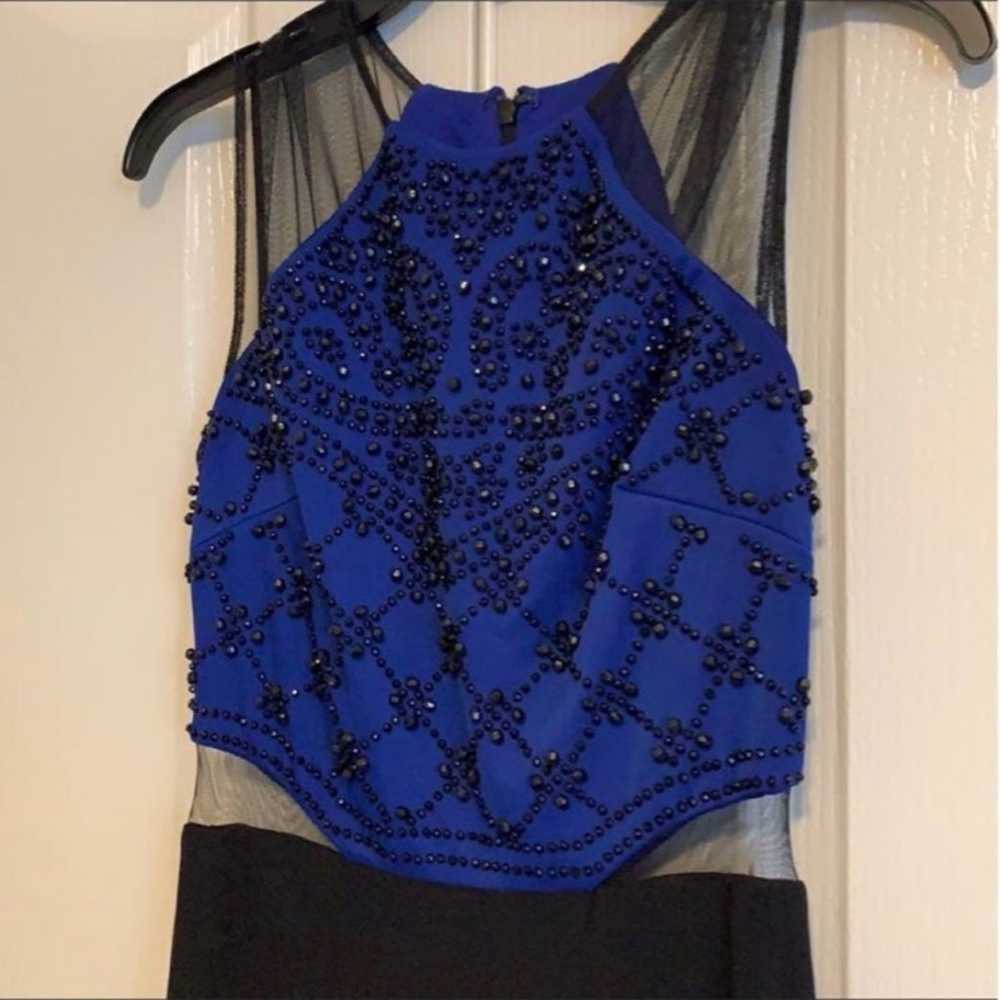 Xscape Blue & black Formal dress w/beaded top - image 4