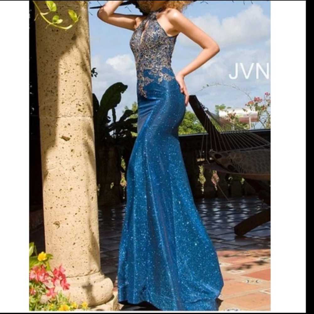 Jovani sheer lace iridescent shimmer prom dress - image 3