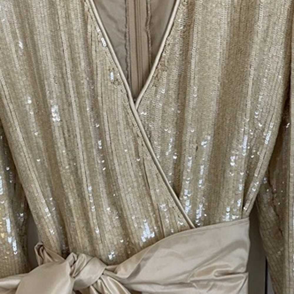 NWT Pamela Dennis Beige Silk Taffeta Gown w sequi… - image 6