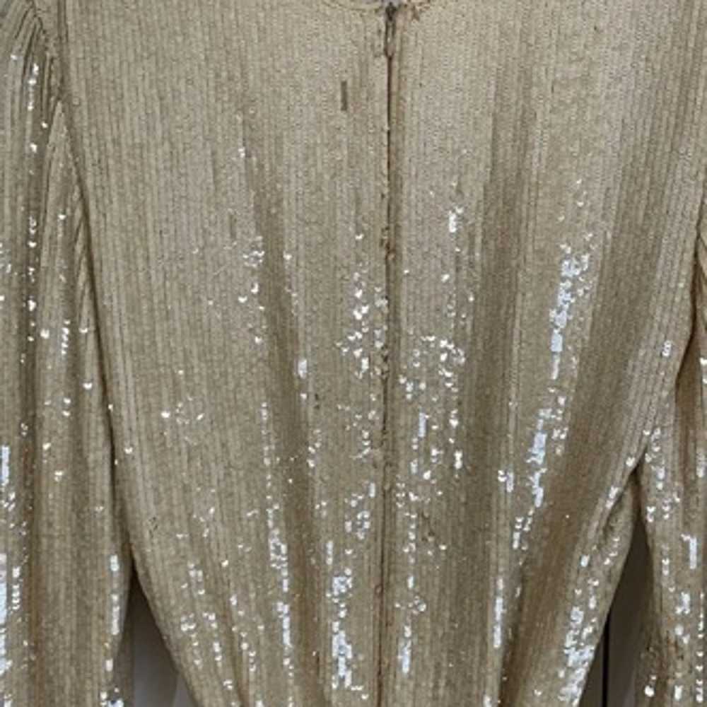 NWT Pamela Dennis Beige Silk Taffeta Gown w sequi… - image 7