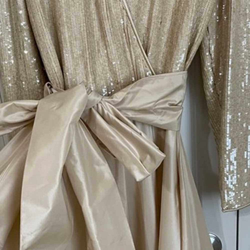 NWT Pamela Dennis Beige Silk Taffeta Gown w sequi… - image 8