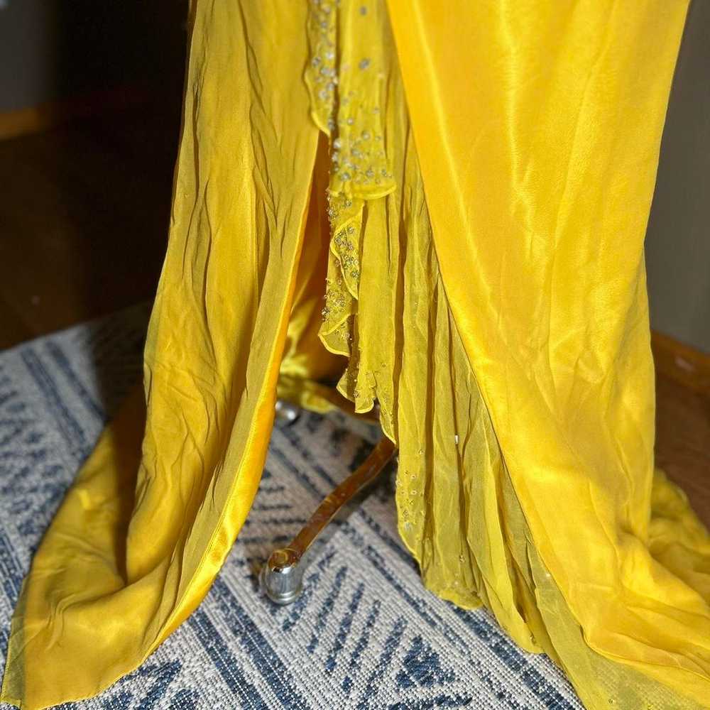 yellow beaded prom dress - image 6