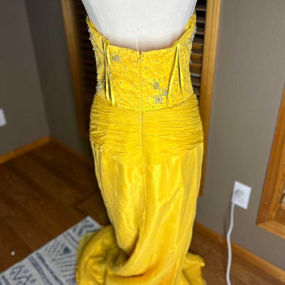 yellow beaded prom dress - image 7