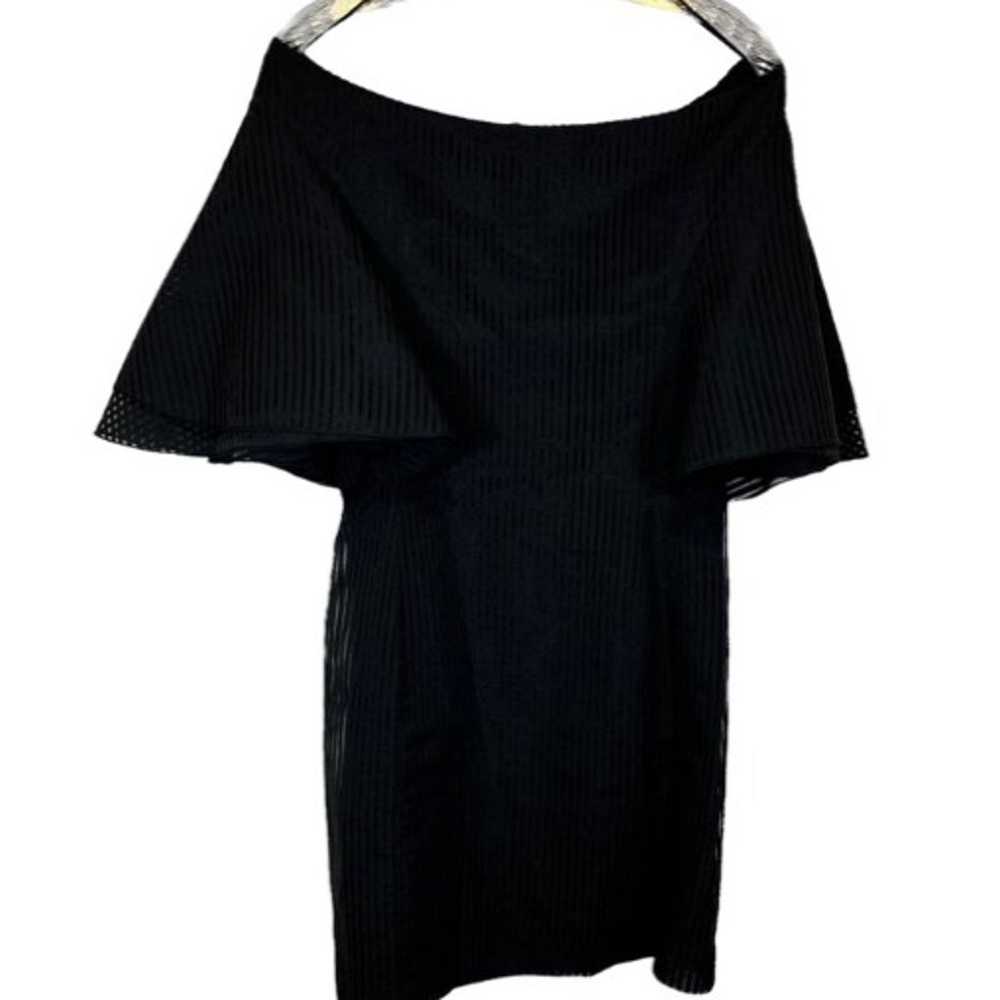 NICHOLAS Black Off Shoulder Striped Mini Dress - image 1