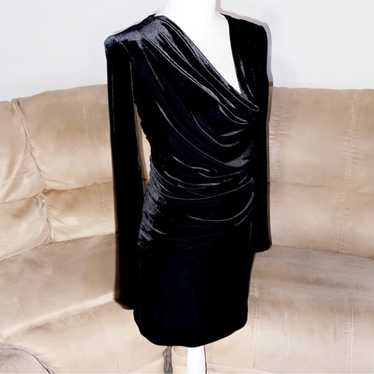 NEW BLACK HALO Velvet Ruched Long Sleeve Dress