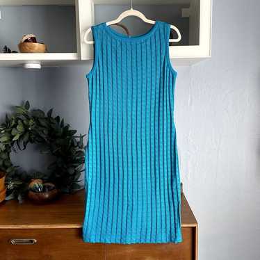 St. John Collection Novelty Knit Sheath Dress Blue - image 1
