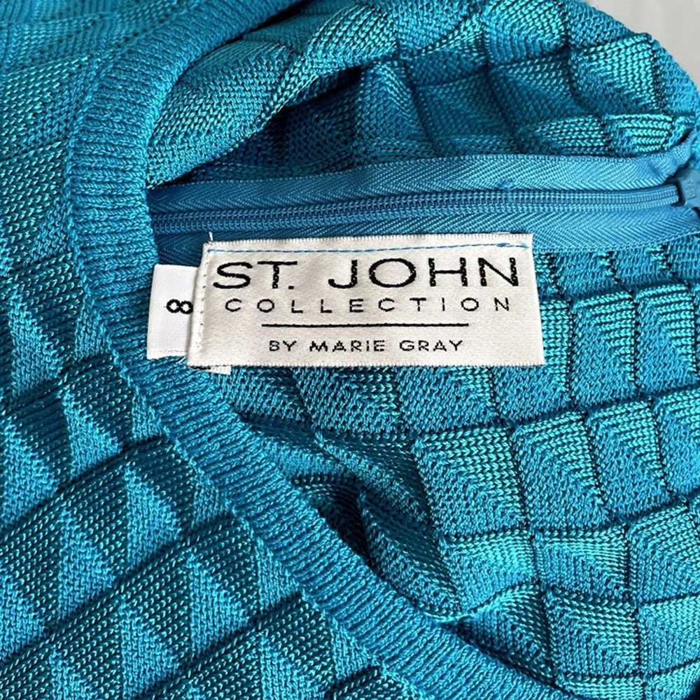 St. John Collection Novelty Knit Sheath Dress Blue - image 5
