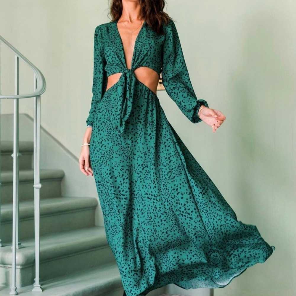 RESA Sz M Noelle SEXY Maxi Green Cut Out Dress - image 2