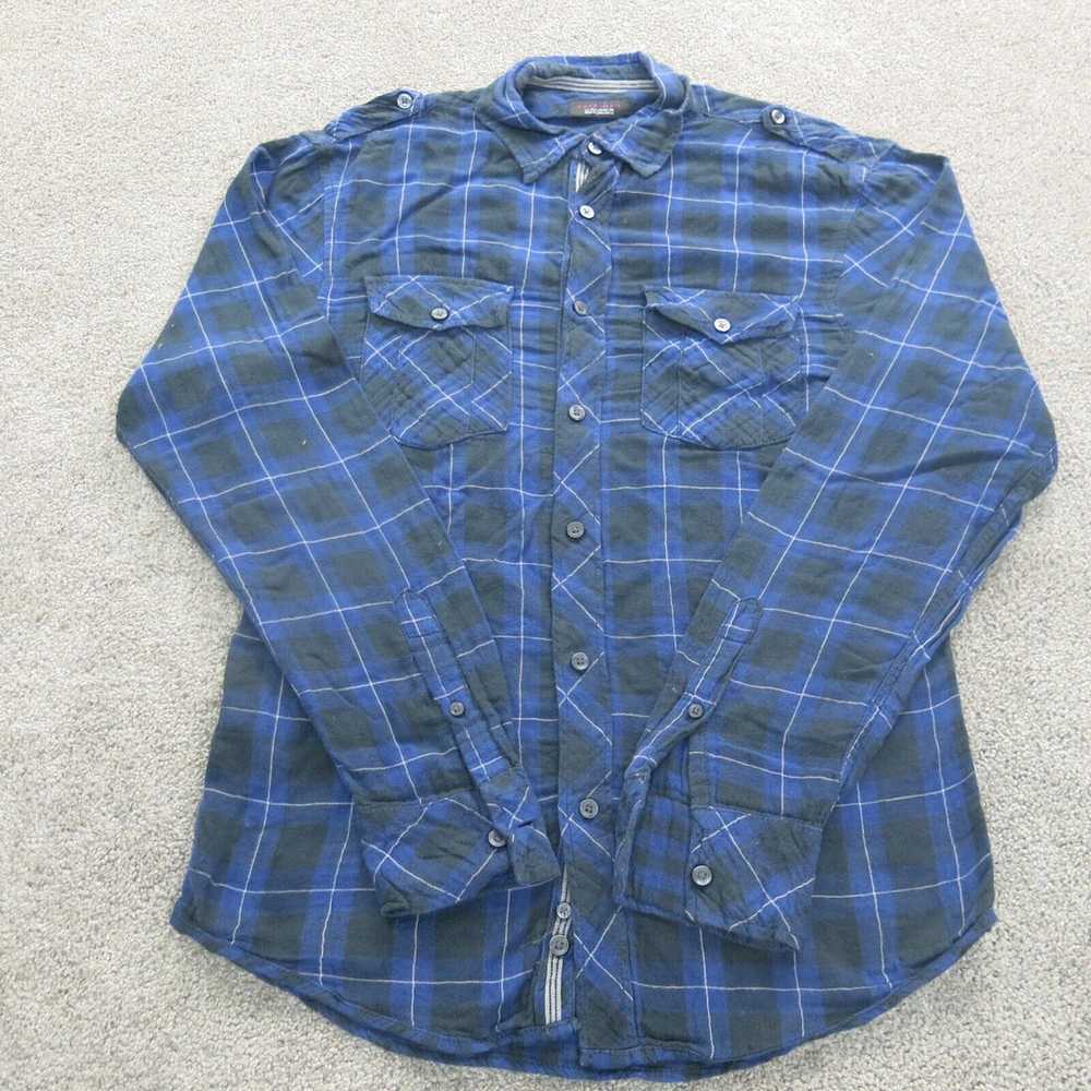 Zara Man Shirt Mens Blue Medium Button Up Plaid L… - image 1