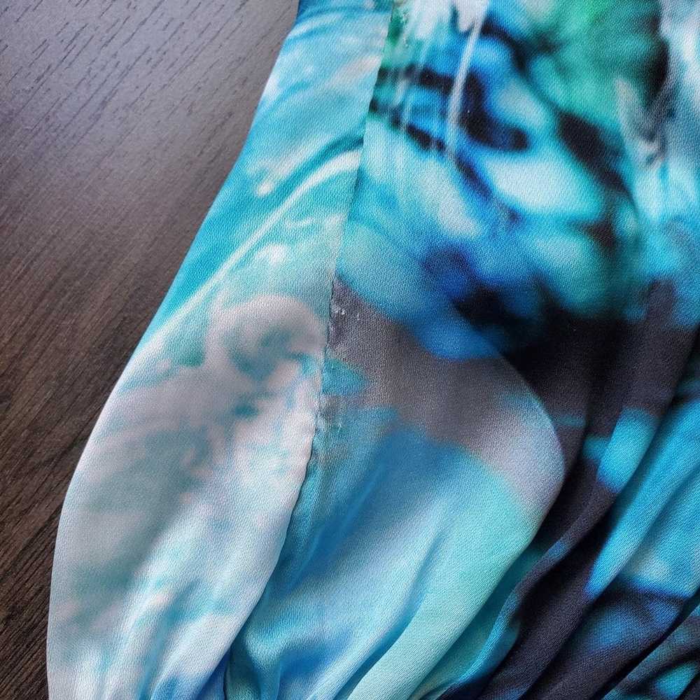 100% Silk Baccio Couture Dress in Blue Watercolor… - image 10