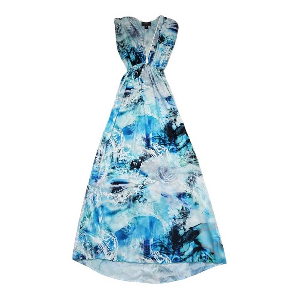100% Silk Baccio Couture Dress in Blue Watercolor… - image 1