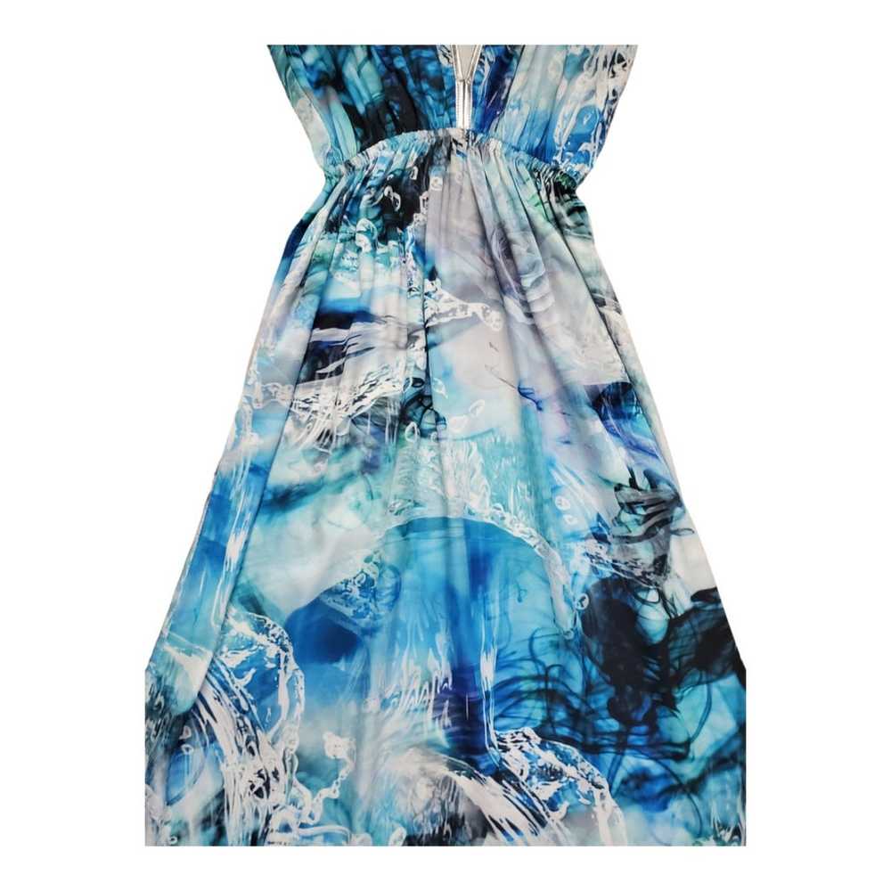 100% Silk Baccio Couture Dress in Blue Watercolor… - image 4