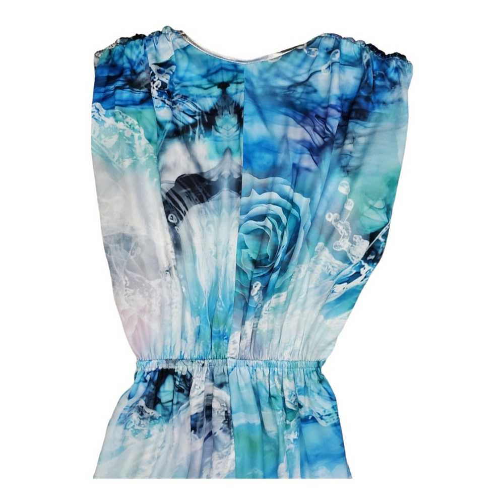 100% Silk Baccio Couture Dress in Blue Watercolor… - image 7