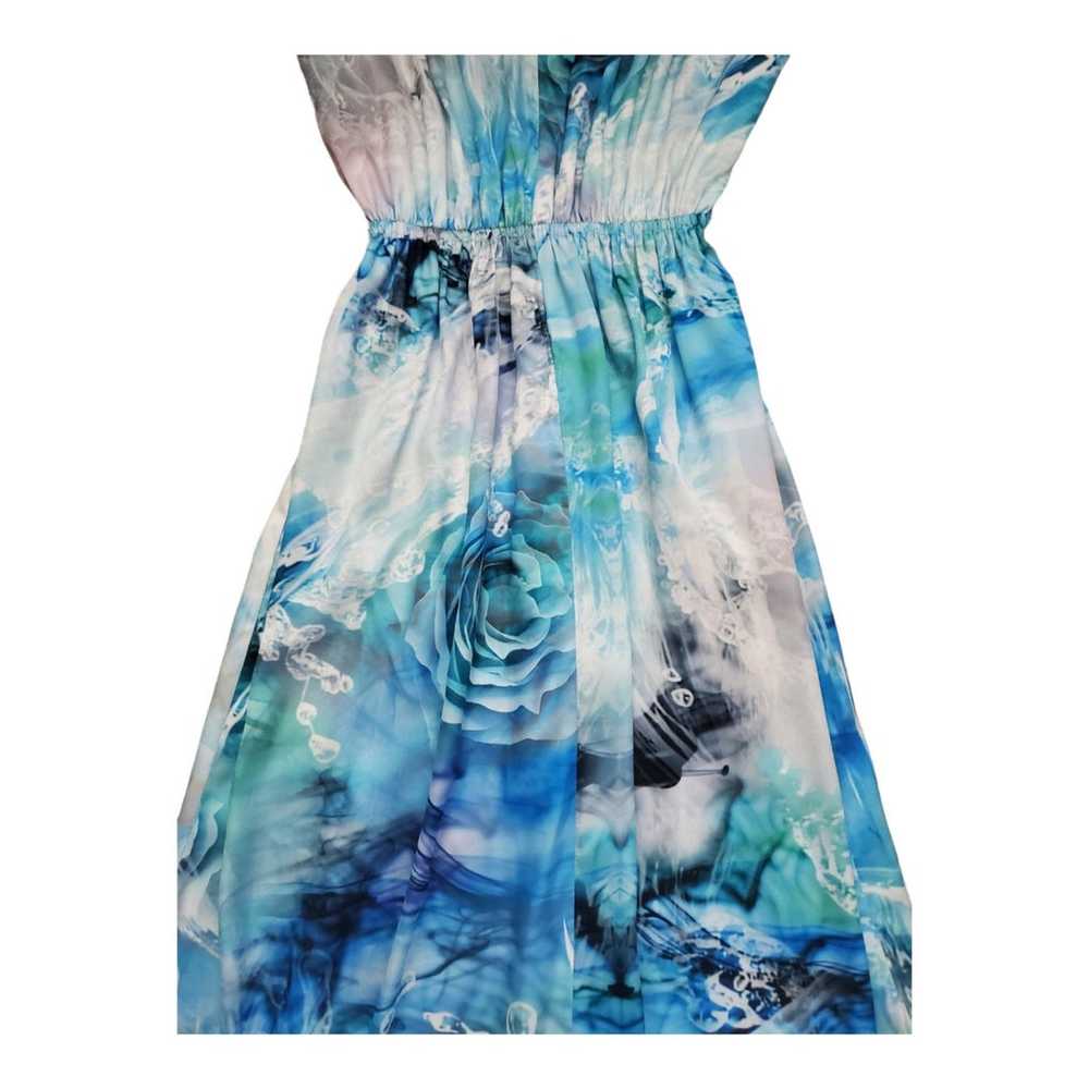 100% Silk Baccio Couture Dress in Blue Watercolor… - image 8