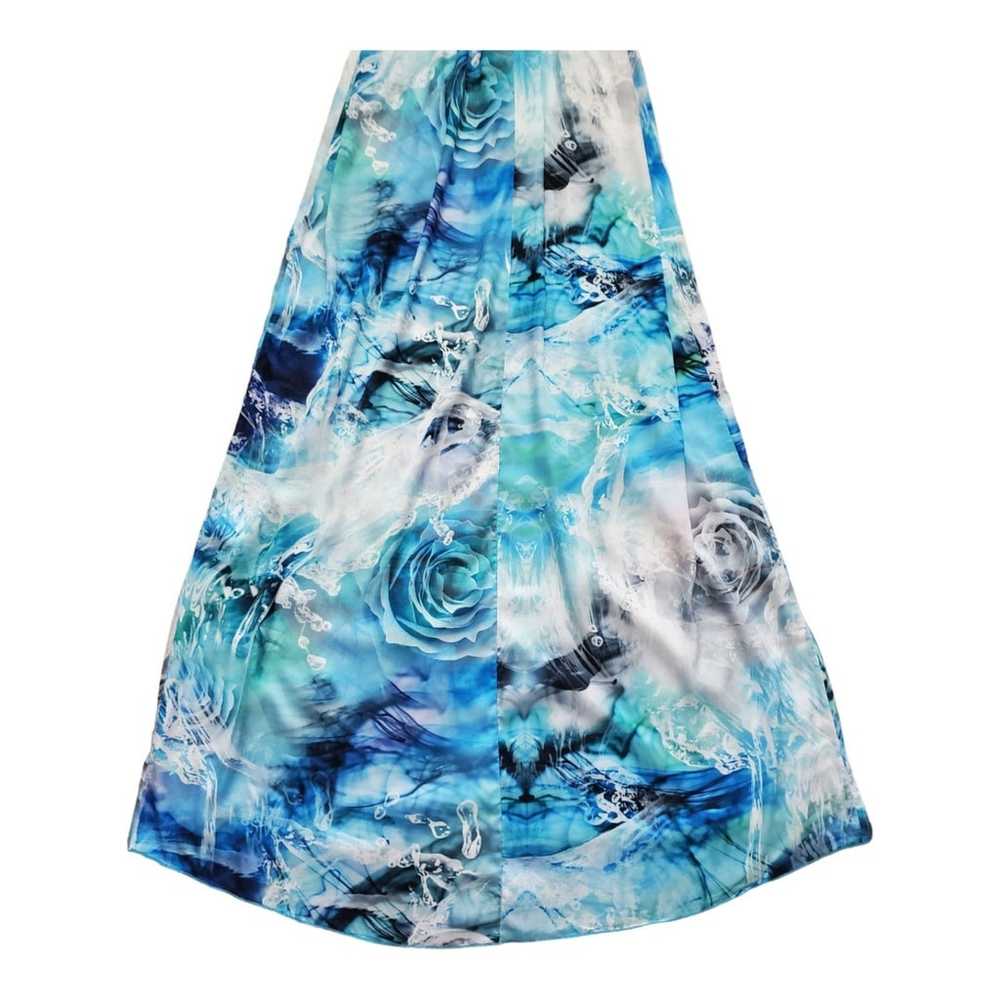 100% Silk Baccio Couture Dress in Blue Watercolor… - image 9