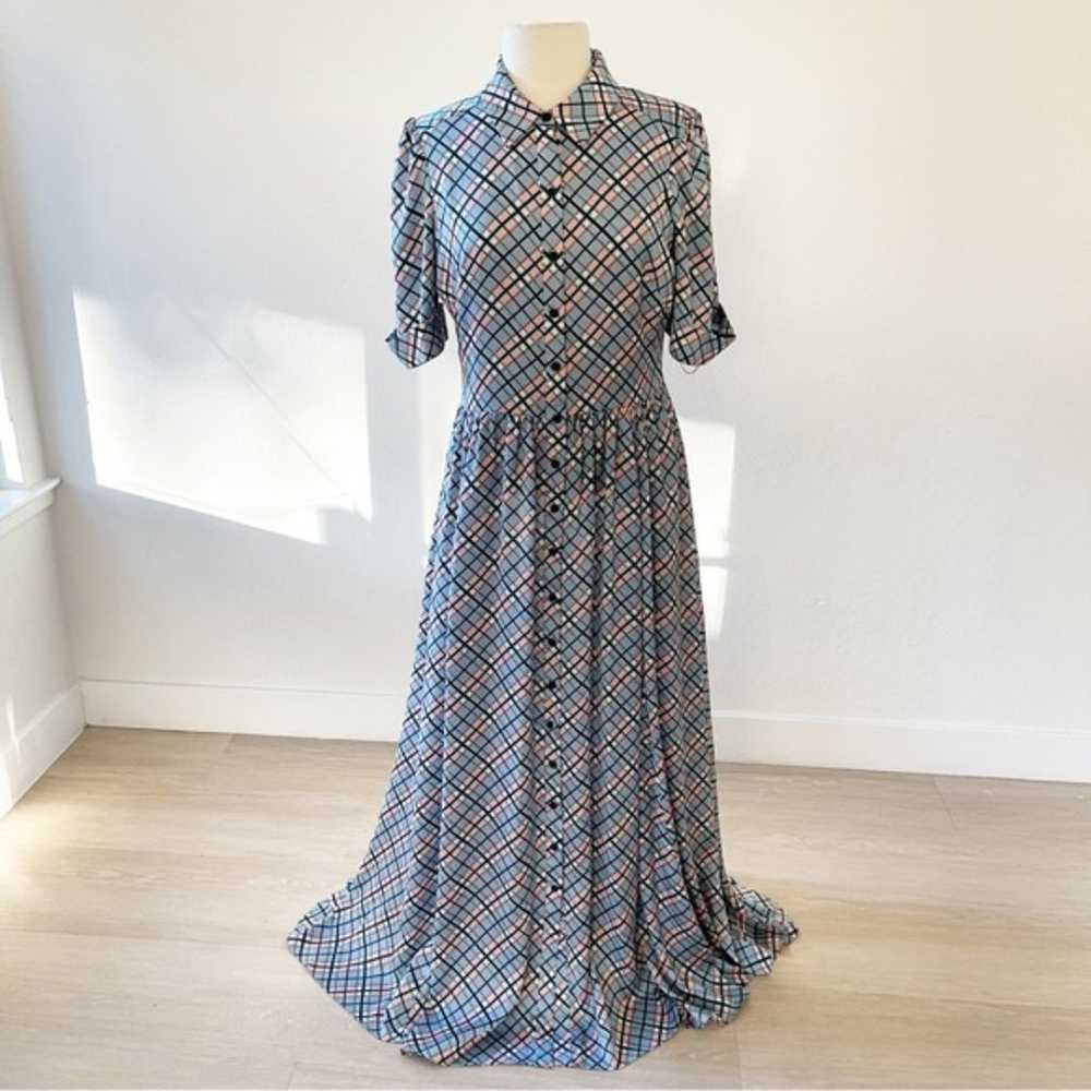 Gal Meets Glam Colette Blue Plaid Maxi Dress | 10 - image 2