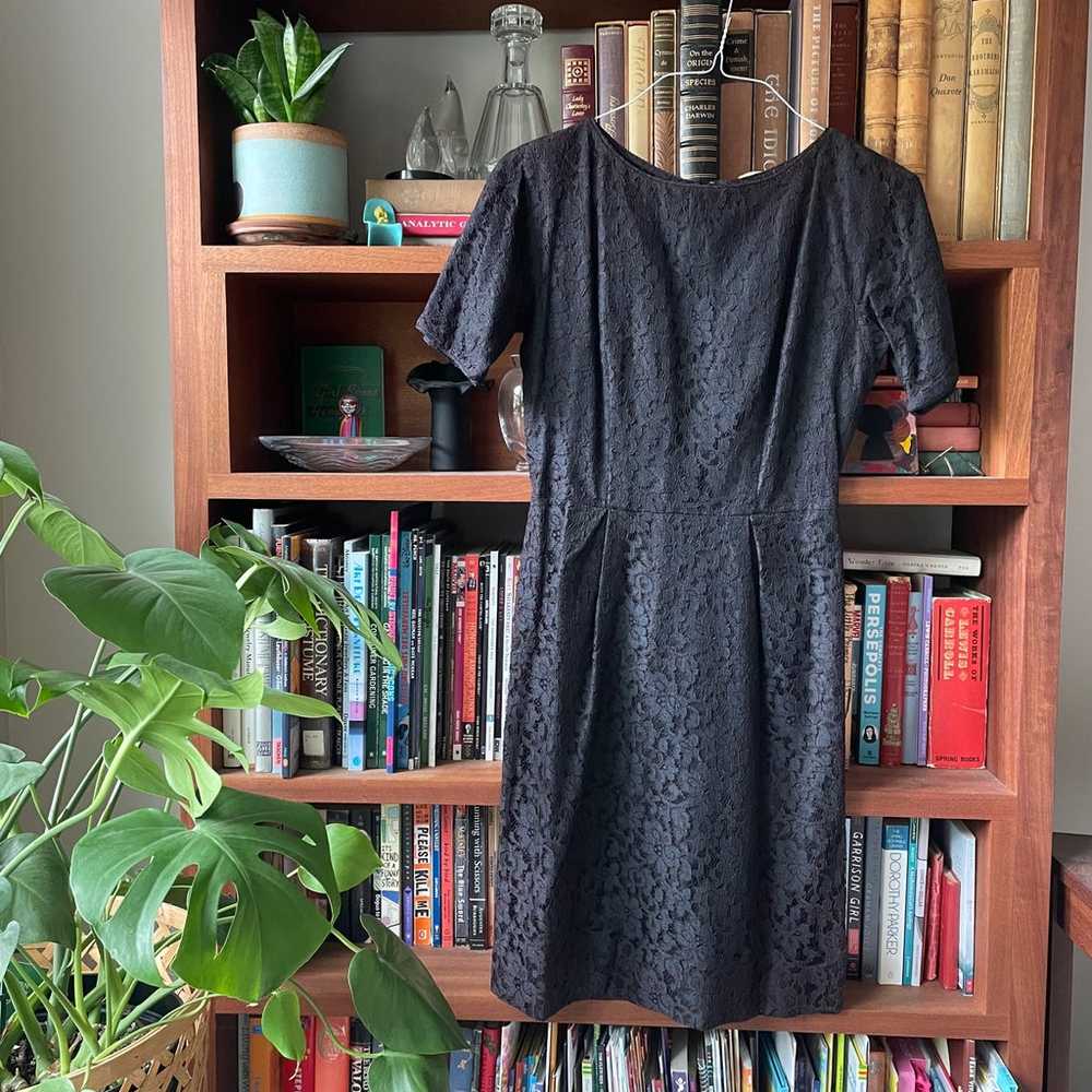 Vintage 50s black lace wiggle dress half sleeves - image 4