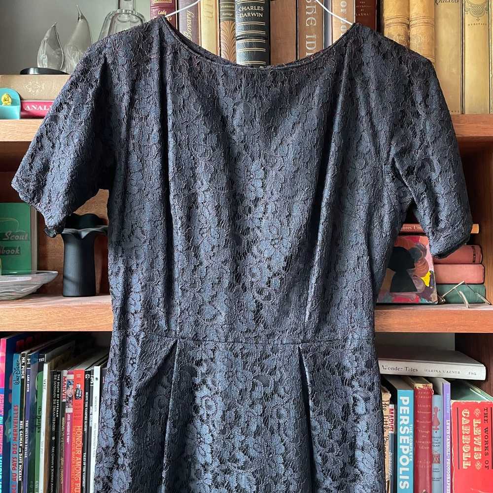 Vintage 50s black lace wiggle dress half sleeves - image 6