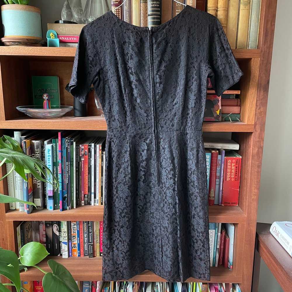 Vintage 50s black lace wiggle dress half sleeves - image 7