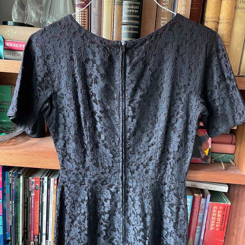 Vintage 50s black lace wiggle dress half sleeves - image 9