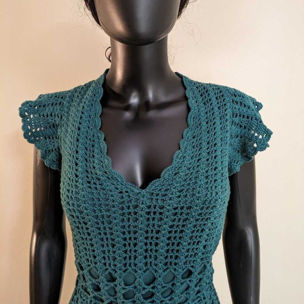 Vintage Betsey Johnson Crotchet dress in Hunter G… - image 1