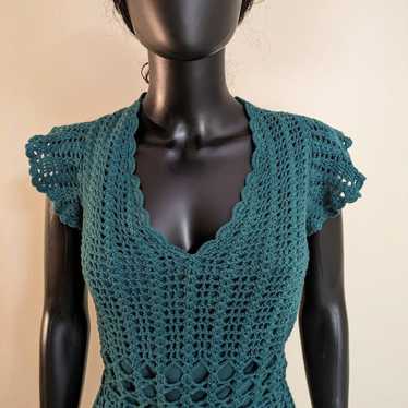 Vintage Betsey Johnson Crotchet dress in Hunter G… - image 1