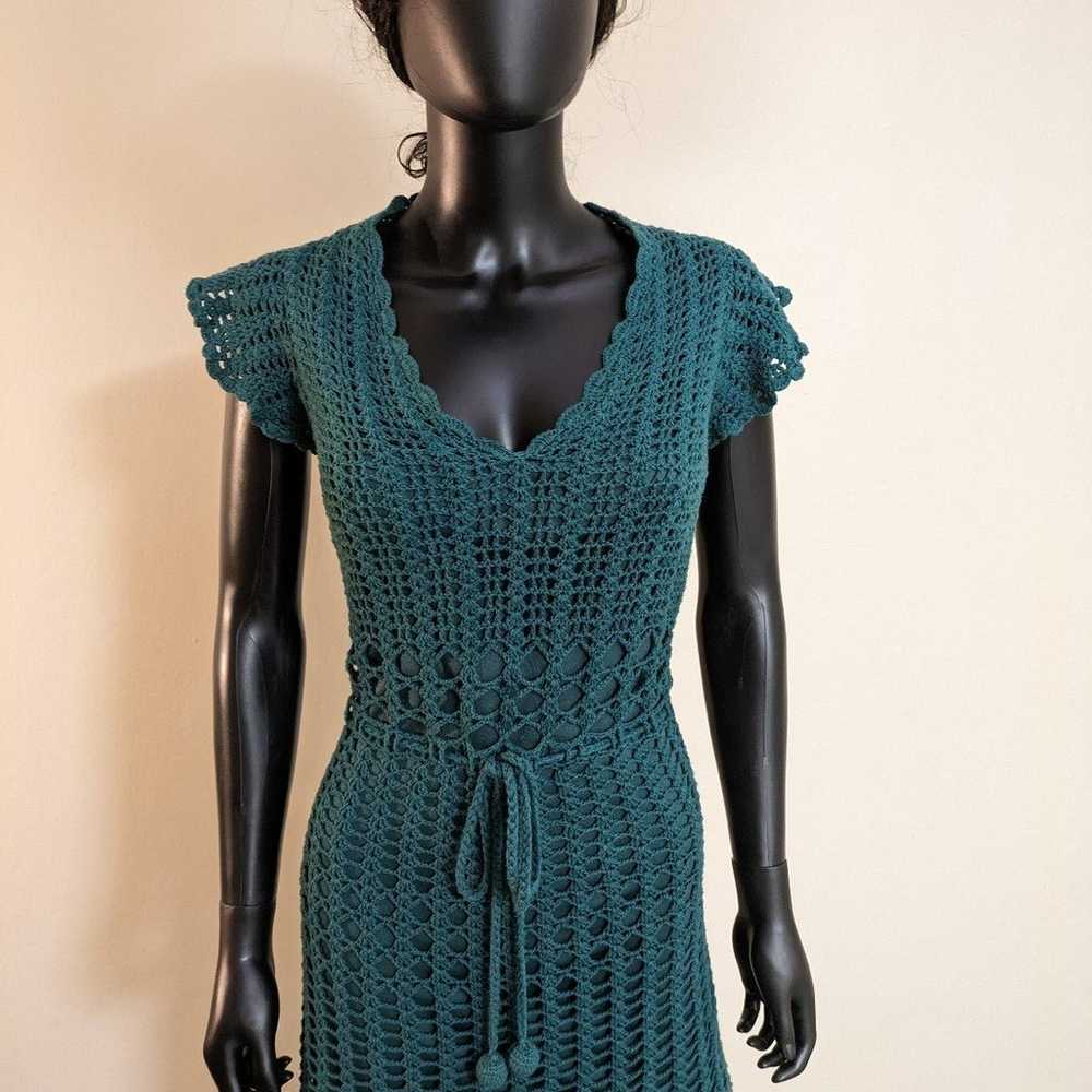 Vintage Betsey Johnson Crotchet dress in Hunter G… - image 3