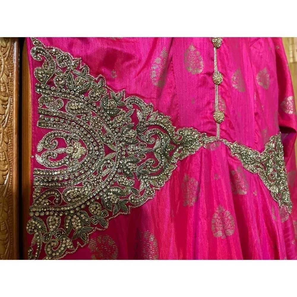 Hot Pink and Gold Embroidered Gown - image 2