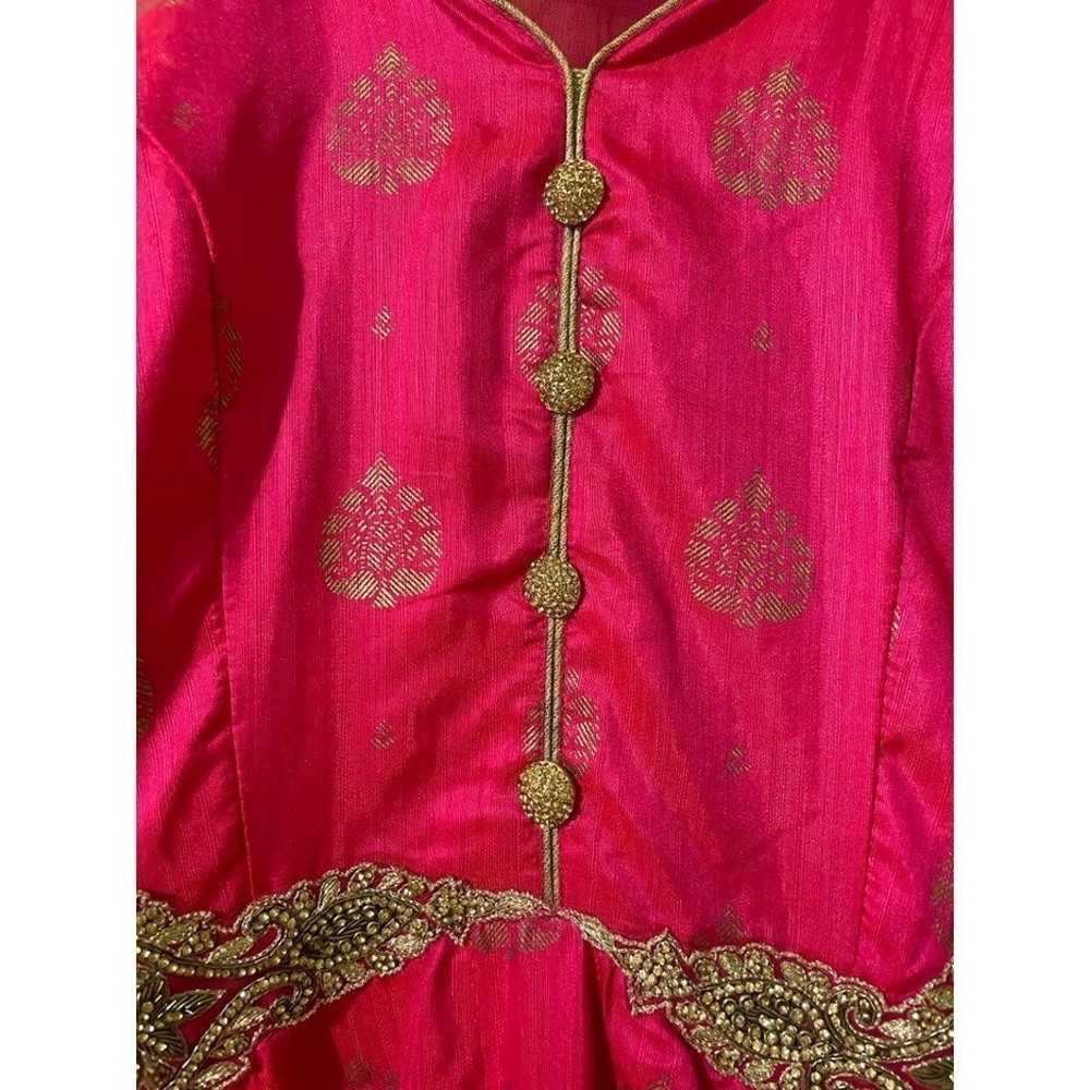 Hot Pink and Gold Embroidered Gown - image 3