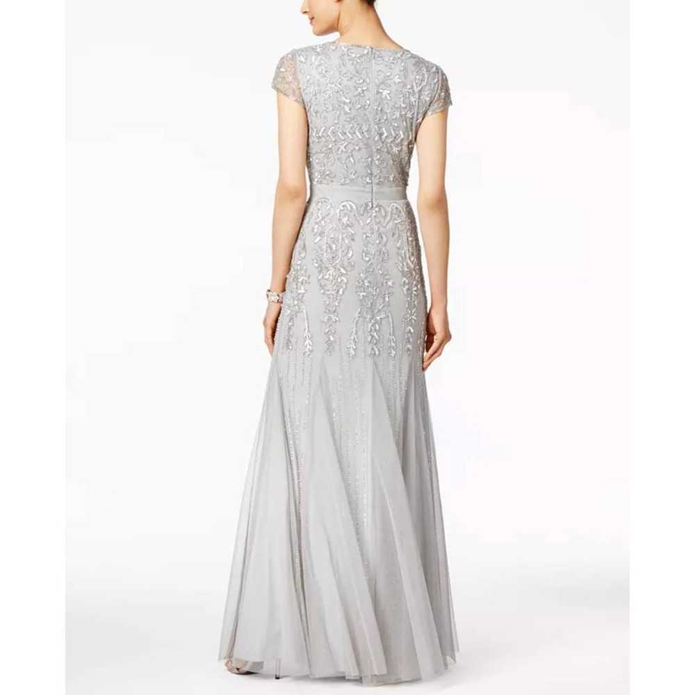 Adrianna Papell Cap-Sleeve Beaded V-Neck Gown 16 - image 2