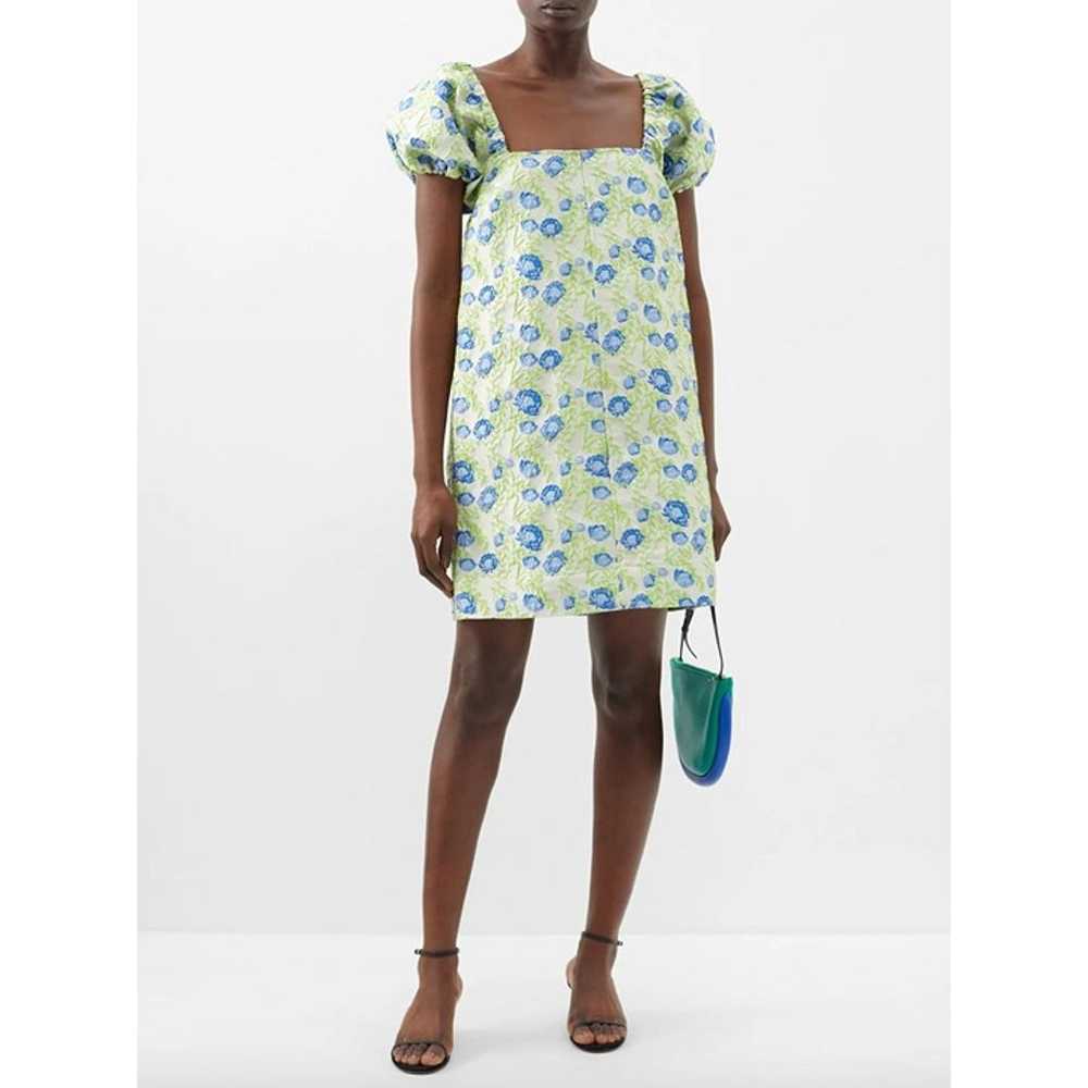 Ganni 3D Jacquard Mini Dress Green Womens Size 34… - image 1